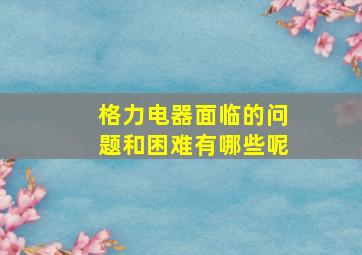 格力电器面临的问题和困难有哪些呢