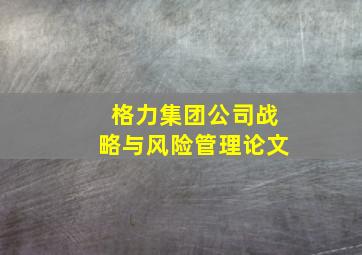 格力集团公司战略与风险管理论文