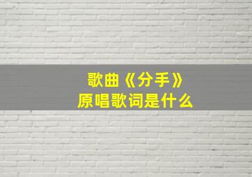 歌曲《分手》原唱歌词是什么