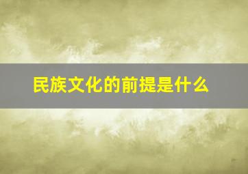 民族文化的前提是什么