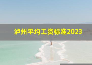 泸州平均工资标准2023