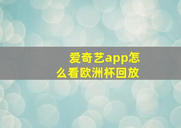 爱奇艺app怎么看欧洲杯回放