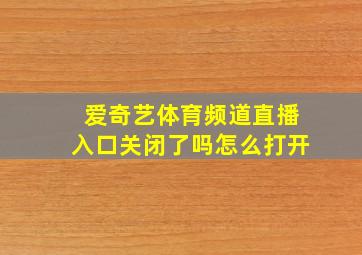 爱奇艺体育频道直播入口关闭了吗怎么打开