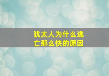 犹太人为什么逃亡那么快的原因