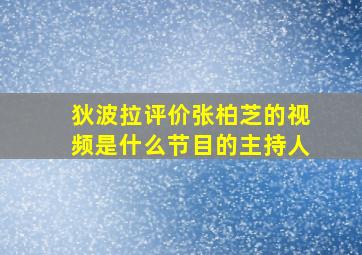 狄波拉评价张柏芝的视频是什么节目的主持人