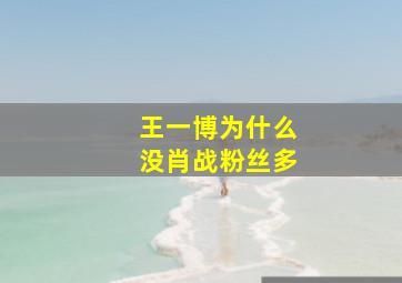 王一博为什么没肖战粉丝多