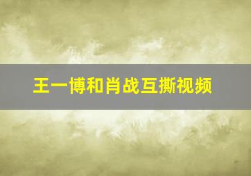 王一博和肖战互撕视频