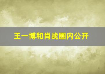 王一博和肖战圈内公开