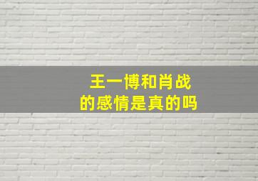 王一博和肖战的感情是真的吗