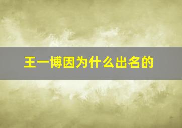 王一博因为什么出名的