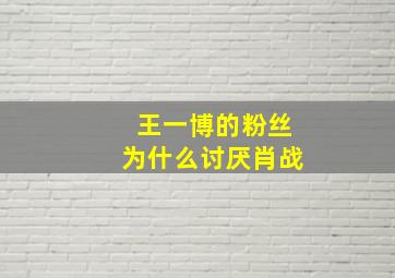 王一博的粉丝为什么讨厌肖战