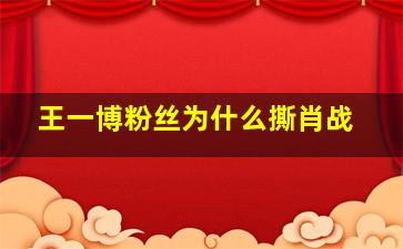 王一博粉丝为什么撕肖战