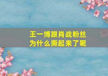 王一博跟肖战粉丝为什么撕起来了呢