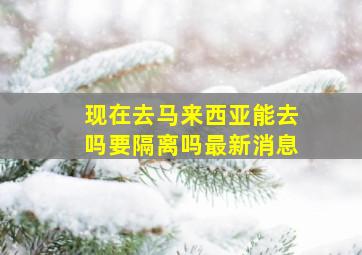 现在去马来西亚能去吗要隔离吗最新消息