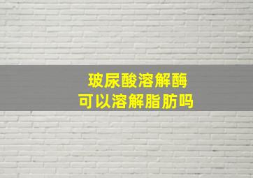 玻尿酸溶解酶可以溶解脂肪吗