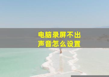 电脑录屏不出声音怎么设置