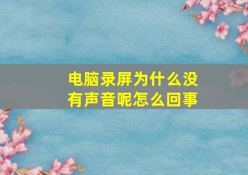 电脑录屏为什么没有声音呢怎么回事