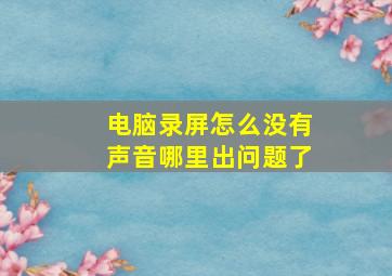 电脑录屏怎么没有声音哪里出问题了