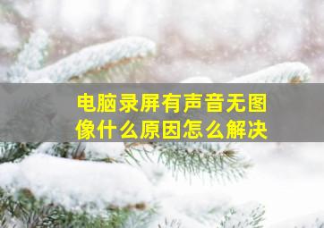 电脑录屏有声音无图像什么原因怎么解决