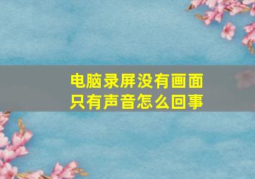 电脑录屏没有画面只有声音怎么回事