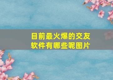 目前最火爆的交友软件有哪些呢图片