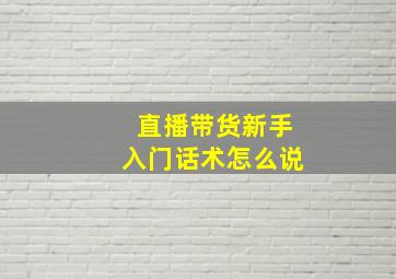 直播带货新手入门话术怎么说