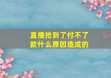 直播抢到了付不了款什么原因造成的