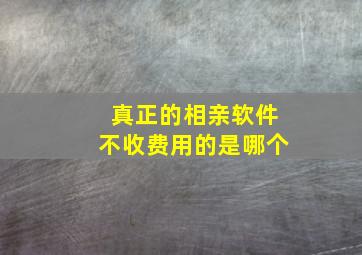 真正的相亲软件不收费用的是哪个