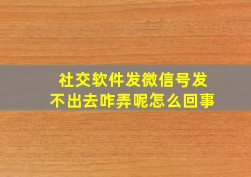 社交软件发微信号发不出去咋弄呢怎么回事