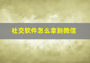 社交软件怎么拿到微信