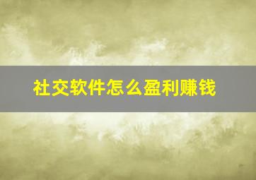 社交软件怎么盈利赚钱