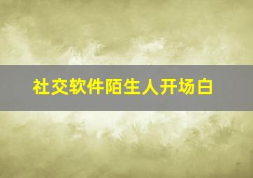 社交软件陌生人开场白