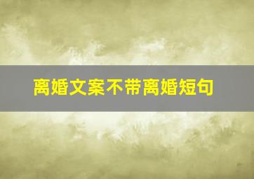 离婚文案不带离婚短句