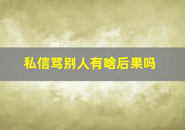 私信骂别人有啥后果吗