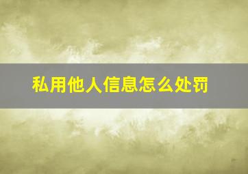 私用他人信息怎么处罚