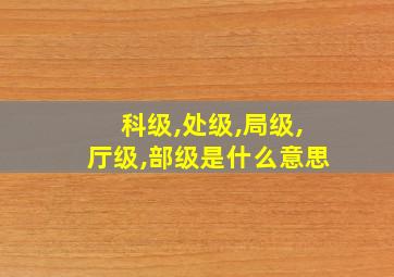 科级,处级,局级,厅级,部级是什么意思