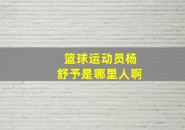 篮球运动员杨舒予是哪里人啊