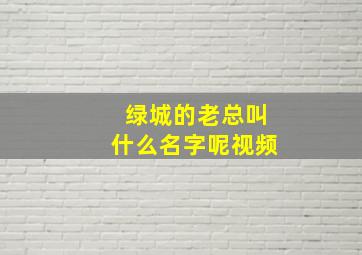 绿城的老总叫什么名字呢视频