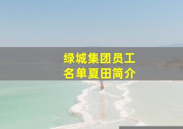 绿城集团员工名单夏田简介