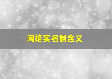 网络实名制含义