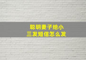 聪明妻子给小三发短信怎么发