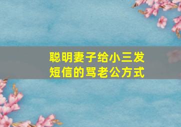 聪明妻子给小三发短信的骂老公方式