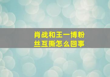 肖战和王一博粉丝互撕怎么回事