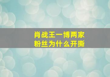 肖战王一博两家粉丝为什么开撕