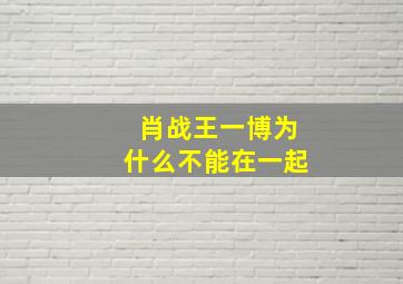 肖战王一博为什么不能在一起