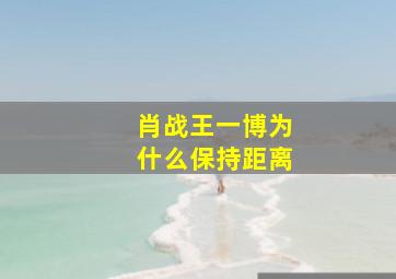 肖战王一博为什么保持距离