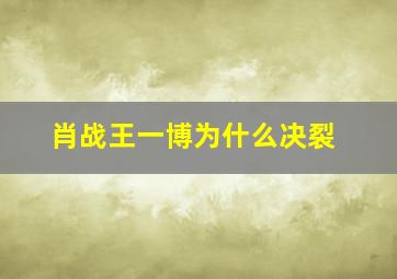 肖战王一博为什么决裂