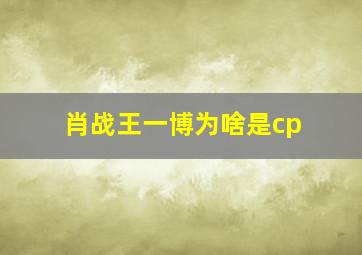 肖战王一博为啥是cp