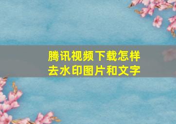 腾讯视频下载怎样去水印图片和文字