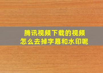 腾讯视频下载的视频怎么去掉字幕和水印呢